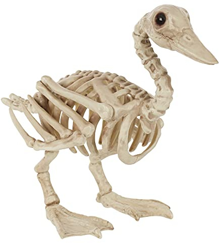 Crazy Bonez Skeleton Duck – 11 Halloween Skeleton Animal Decoration, Realistic Bone Detail, Durable All-Weather Plastic Duck Figurine for Spooky Indoor Outdoor Pond or Garden Displays