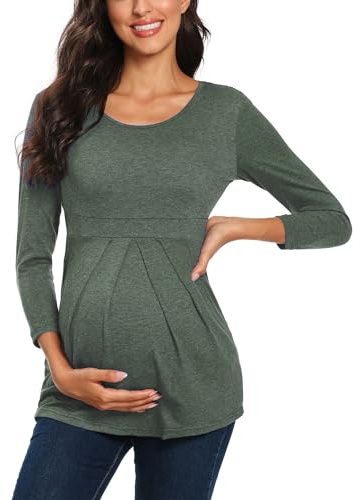 Love2Mi Maternity Tops 3/4 Sleeve Pregnancy T-Shirt Tunic Maternity Clothes for Women