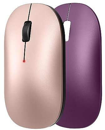TECKNET Slim Wireless Mouse, 2.4G Silent Cordless Mouse With 3 Adjustable DPI Levels, Up to 3200 DPI, Track on Glass, Quiet Clicks, Windows, Linux, Chrome, 2 Shells (Purple)