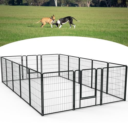 NAIZY Freilaufgehege Welpenlaufstall 16 Stück Metall Haustierlaufstall mit Tür & Schloss & Erdanker Welpenlaufstall 80cm hoch Laufgitter für Hunde Katze Haustier (65x80cm/Stück)