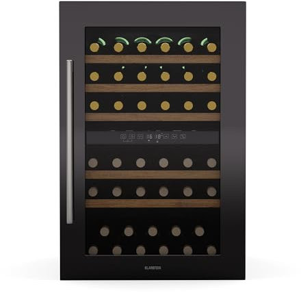 Klarstein Vinsider 57 Duo Cave à vin 2 zones - 57 bouteilles, 5-22°C, encastrable, silencieuse 38 dB, étagères en bois, vitre anti-UV, 143 L