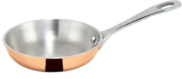Soro Essentials- 4 Mini Stainless Steel 5 oz Fry Pan Copper Plated- Frying Pan Cookware Skillet Egg Pan Omelet Chef's Multipurpose Pans for Home Kitchen Restaurant Cooking