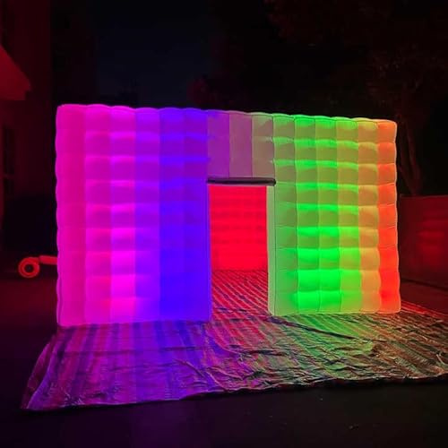 Jätteupplyst LED, bärbart uppblåsbart festtält nattklubbstält, uppblåsbart nattklubbskub (5 x 5 m med fläkt)