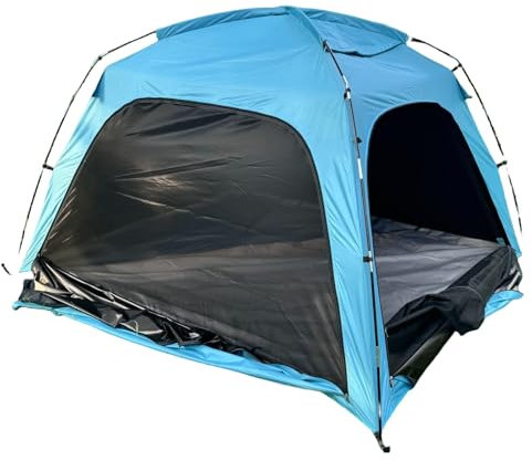 Glymnis Strandmuschel Strandzelt Strand Zelt mit 4 Reißverschlusstür und Netztür UV-Schutz UPF50+ Windschutz kleines Packmaß Strandzelt für 3-4 Personen