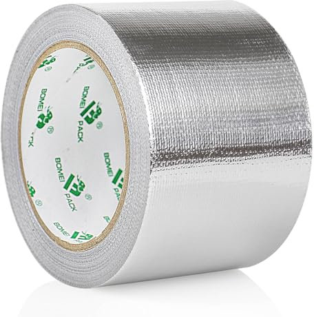 BOMEI PACK Ruban Adhésif Aluminium renforcé, 75mm*20m Bande d'étanchéité Étanche Feuille, ruban d'aluminium de réparation, Ruban adhesif haute temperature pour la réparation, l'isolation, l'étanchéité