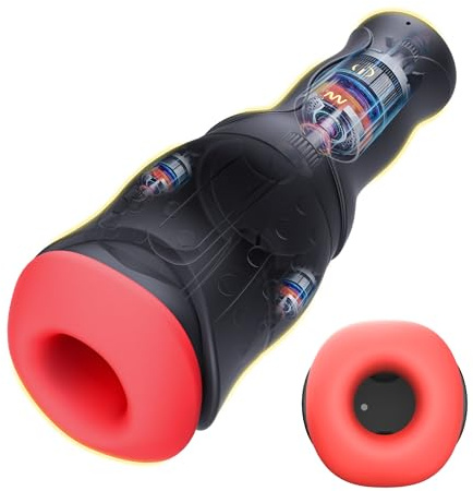 Buntune Elektrischer Masturbator für Männer Solo Multifunktionales Sexspielzeug mit 10 Vibrationsmodi & 5 Druckmodi IPX6 Wasserdicht Silikon Taschenmuschi 3D Stimulation Masturbatoren USB-Aufladung