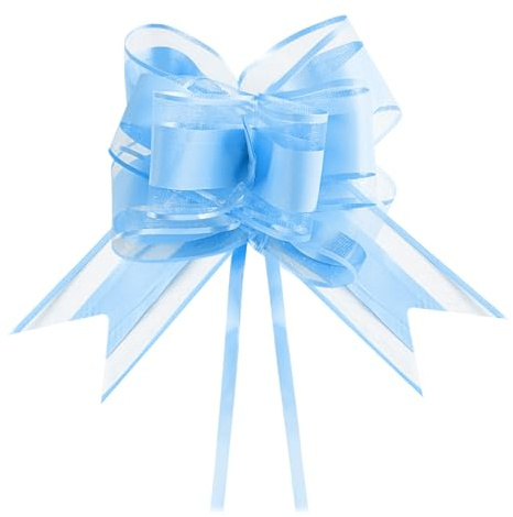 G2PLUS 10 Stück Geschenkschleife Blau: 15cm Dekoschleife mit Band, Große Ziehschleife für Geschenkverpackung Hochzeit Geburtstag Weihnachten