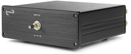 Dynavox AMP-S III conmutador para Amplificador y Altavoces, Carcasa de Aluminio, 2 Pares de Altavoces o 2 amplificadores, conexión con Conectores Tipo Banana y terminales de Tornillo, Negro