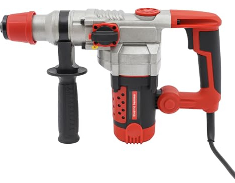 Martello perforatore da 2200 W, 6 tipi di trapano, trapano e martello scalpello, 930 giri/min, trapano con impugnatura aggiuntiva a 360°, trapano a percussione con 6 trapani, valigia, scalpello a