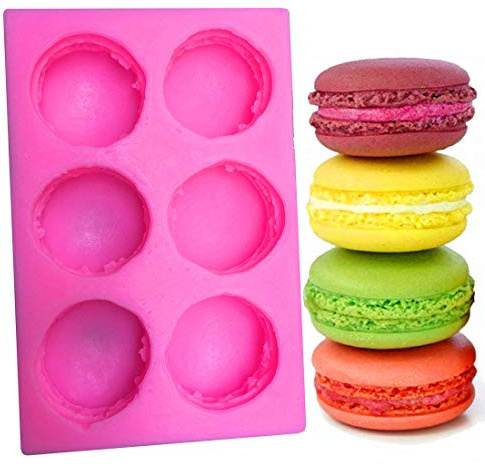 HOMSPE Molde de silicona 3D de macarrón para fondant, moldes para hornear hamburguesas de macarrón, molde para velas, moldes para magdalenas, decoración de pasteles/cupcakes, chocolate, dulces