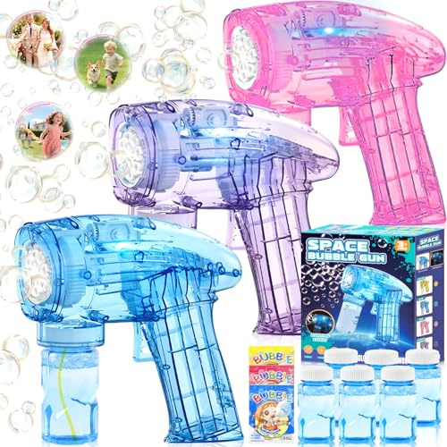 3 Pezzi Sparabolle Di Sapone, Pistola Spara Bolle Di Sapone, Con 6 Bottiglie Di Soluzione Di Bolle, Automatica, Per Bambini Giochi All'aperto E Al Coperto Festa, Regalo Estivo, Giocattolo Matrimonio