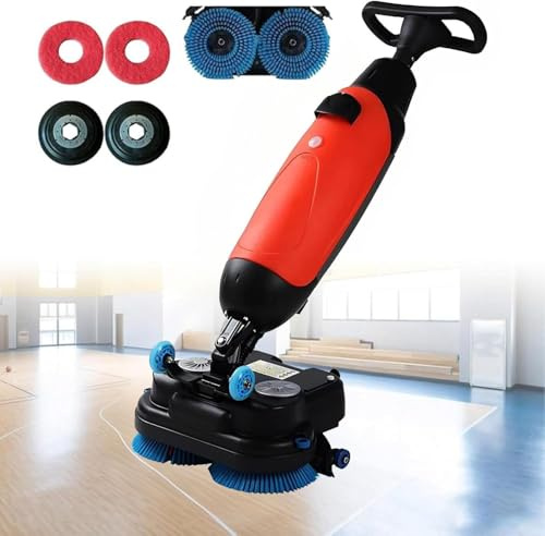 ZHPPED Multi-functional Floor Buffer Polisher Machine, Commercial Floor Washer, Dual Brush, Cordless Electric Floor Cleaner, Efficient Cleaning for Home and Commercial Spaces Red