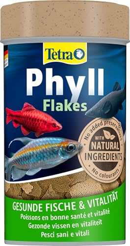 Tetra Phyll Flakes - alimento con ingredientes vegetales en forma de escamas para todos los peces ornamentales, lata de 100 ml