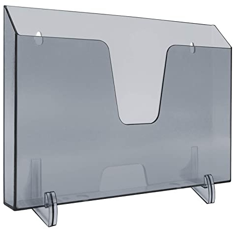 Acrimet Porte-documents à Poche au Design Horizontal pour Brochures (à Fixer au Mur ou à Poser sur une Surface) (Supports Amovibles Inclus) (Format Lettre) (Coleur Gris Fumé)