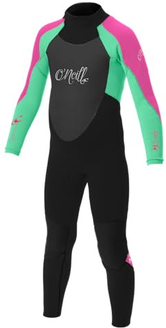 O'NEILL Unisex Child Youth Epic 4/3mm Back Zip Full Wetsuits, Black/Seaglass/Berry, 6 US