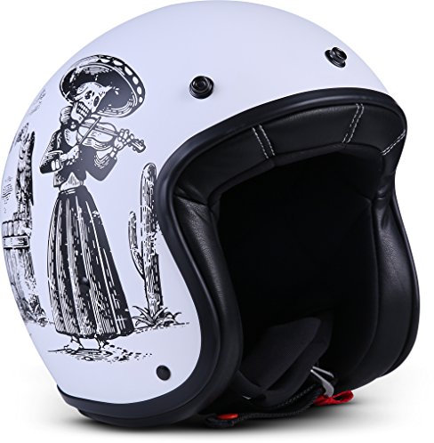 Rebel R9 Motorrad-Helm Roller-Helm, ECE Fiberglas SlimShell Tasche, M (57-58cm), Skeleton