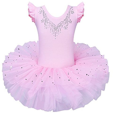 ZNYUNE Girls Kids Ballet Dress Princess Sparkly Ballet Leotards Tutu Girls Dancewear Costume 184 Pink XL