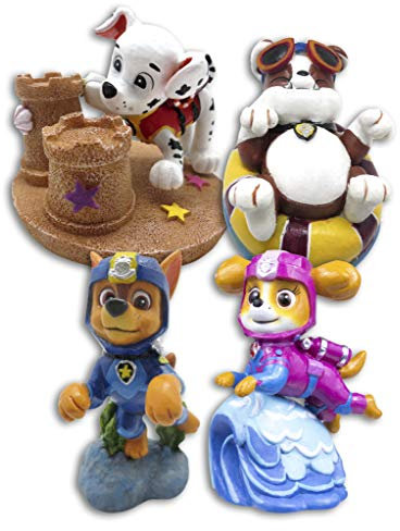 Penn-Plax Paw Patrol Aquarium Ornament Bundle - inkl. Chase, Marshall, Rubble und Skye - 4 Stück - Mini