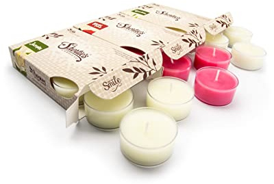 Floral Premium Tealight Candles Variety 3 Pack (18 Highly Scented Tea Lights) - Rose Petals, Jasmine, Gardenia - Made with Essential & Natural Fragrance Oils - Flower Collection