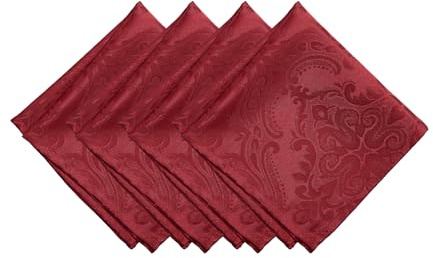 Elrene Caiden Elegance Damast Stoffservietten, 4 Stück, Polyester, rot, 17 x 17, 4
