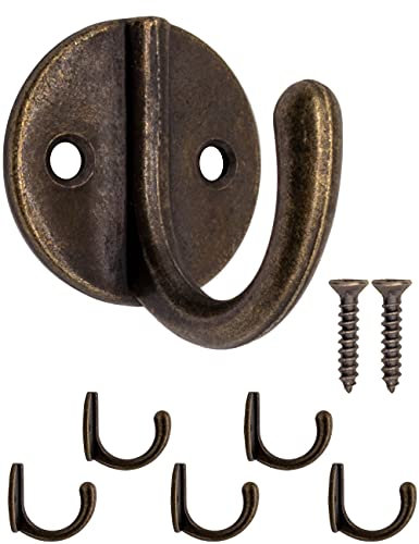 Fuxxer 5x Garderoben-Haken, Kleider-Haken, Wand-Haken, Klassisches Design, Bronze