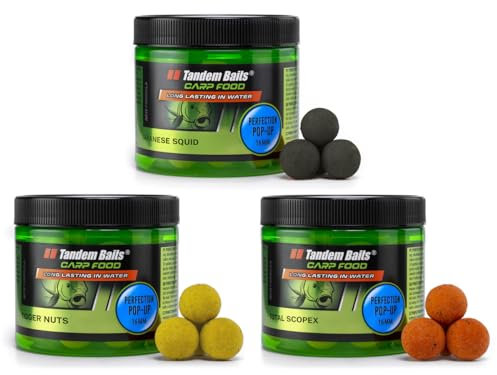 Tandem Baits Karpfen Futter Angelfutter Pop Ups Boilies Zig Rig Chod Rig Hakenköder Carp Food Perfection Pop-Up 3-er Set 16 mm 70 g Flavour Mix 3