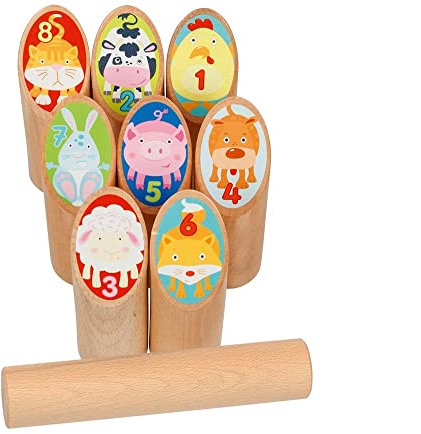 Goki Wikingerspiel Tier Kubb, im Baumwollbeutel