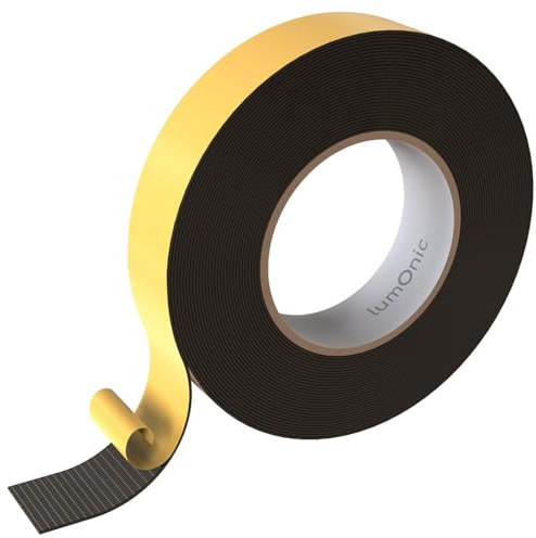 Lumonic 10m Cinta de sellado EPDM Autoadhesivo 30mm x 1mm | Cinta de sellado de espuma de caucho para ventanas y puertas | Junta de ventana, junta de puerta, junta de goma para protección contra el fr