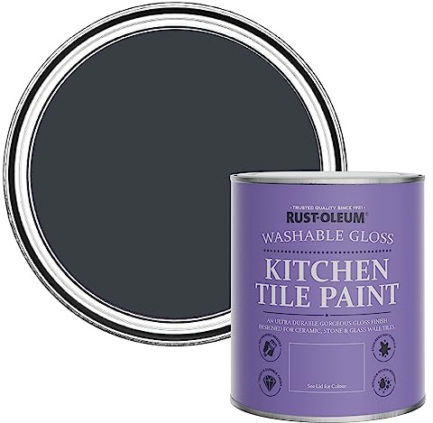 Rust-Oleum Grey Water-Resistant Kitchen Tile Paint in Gloss Finish - Anthracite (RAL 7016) 750ml
