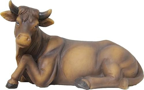 FADEDA Ox/höjd: 9 cm/handmålad/detaljerade krubbfigurer – julbord, dekoration, krubbtillbehör