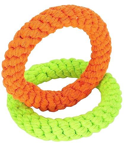 JOROBURO 2pcs Rings Dog Toy, Cotton Rope Dog Chew Toys Puppy Rope Training Toys, Pets Interactive Tug Toys for Samll Medium Dogs Teething Cleaning Training and Playing