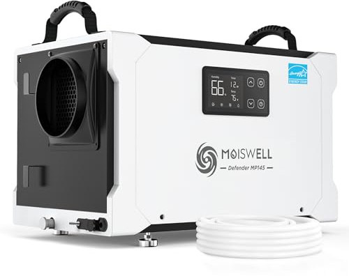 Moiswell 155 Pints Commercial Dehumidifier with Pump and Drain Hose, Energy Star Certified Crawl Space dehumidifier, Industry Water Damage Unit for up to 6,000 sq ft Basements