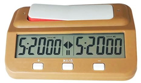 EHJRE Reloj de ajedrez Digital, Reloj cronómetro Internacional de ajedrez, cronómetro de ajedrez para Juegos de Jugadores, Amarillo Marron
