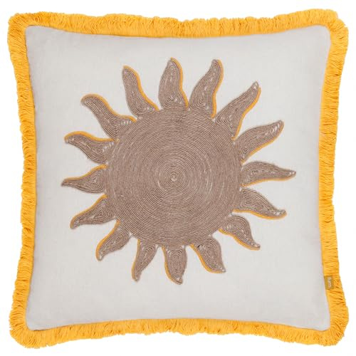 Muebles. Funda de cojín con Bordado de Sol - Amarillo - 45x45cm