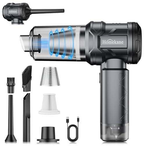 HOMEKANE Aspirador de Mano, 25000Pa Aspiradora sin Cable Coche 5 en 1 con Motor sin Escobillas, 2 Niveles de Succión, Mini Aspira Auto para casa, Auto, Oficina y Pieles de Animales domésticos