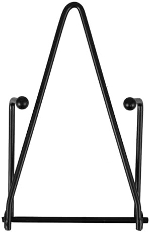 SOLUSTRE Présentoir Mural pour Assiettes en Céramique Petit Format, Support Métallique Pliable Noir, Chevalet Robuste Cuisine Bureau Salle à Manger, Rangement Décoratif Polyvalent,