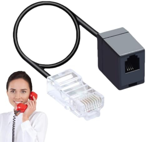 RJ11 till 35,5 cm lång kraftfull omvandlarkabel från till | Telefonlinjeadapter och anslutningskabel, från 8P4C till 6P4C för fasta telefonanslutningar och analoga enheter