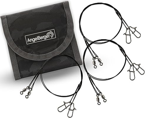 Angel-Berger Stahlvorfachsortiment mit Tasche Spinvorfachsortiment Stahlvorfach