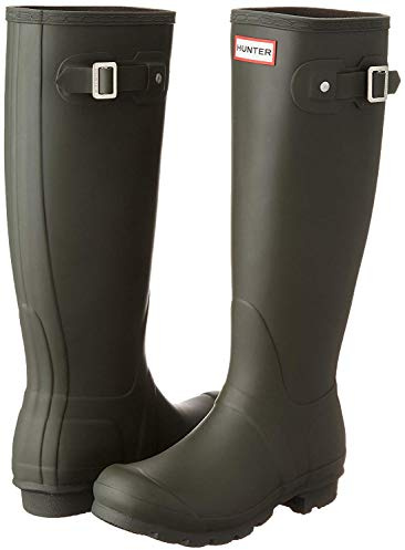 Hunter Original Tall - Botas de caña larga sin forro para mujer, verde oliva oscuro, 6 UK