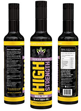Black Seed Oil Cold Pressed 500ml High Strength Pure Virgin Oil from Organically Grown Nigella Sativa BlackSeed Blessed Cumin Seed Oil - Glass Bottle with a Free Priddyfair Nutrition Sachet Raw Honey