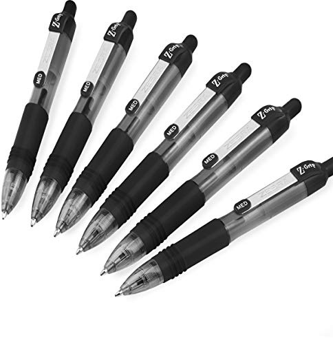 Zebra Z-Grip Smooth Mini-Kugelschreiber, einziehbar, 1,0 mm, Schwarz, 6 Stück