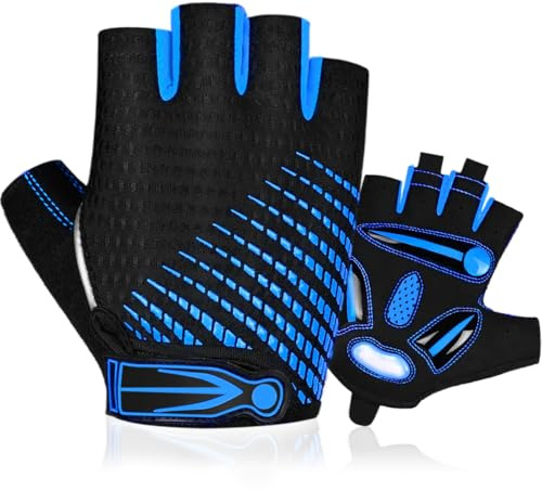 BTNEEU Guanti da Ciclismo MTB con Gel Antiurto - Mezze Dita Antiscivolo Traspirante per Bici da Montagna, Sport Outdoor - Uomo Donna
