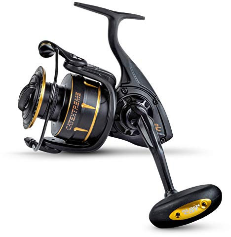 Black Cat brutal starke Catextreme Wels Angelrolle Welsrolle Bremskraft 14Kg 6 Kugellager, schwarz-gelb, 65