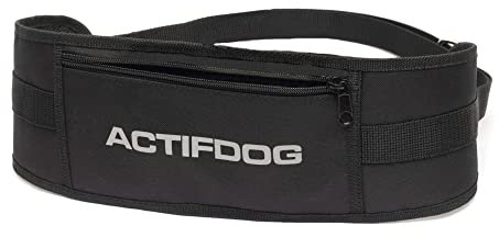 ACTIFDOG Gürtel Canicrosss, Laufen, Spaziergang mit Hund, sehr leicht, Freisprecheinrichtung, verstellbar, reflektierendes Logo (M: 80-100 cm, schwarz)