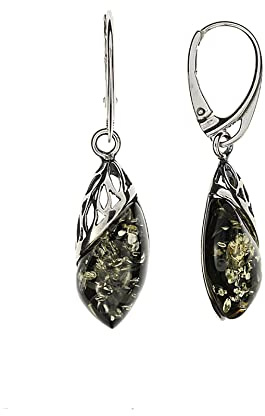 Boucles d'oreilles pendantes vertes modernes en argent sterling 925/000