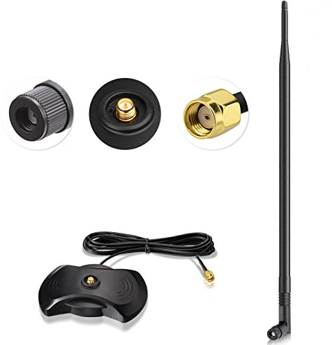 Eightwood 2.4G/5.8G RP-SMA 12dBi WiFi Antenne mit Magnetfuß für Router & Scheda WiFi Schede PCI