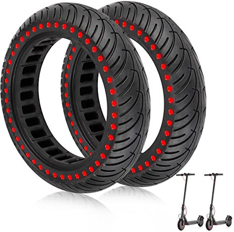 ANSENI Ny version fulldäck för Xiaomi skoter M365,1S, Essential, Pro2, Gotrax gxl/XR, elastiskt hjul, solid 8,5 anti-punktering (röd punkt 2 enheter)