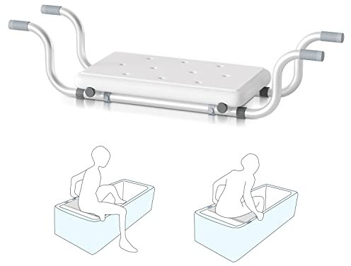 Cecaylie Badewannensitz Verstellbarer für alle Größen geeignet, Badebrett, Badehocker, Sitzbrett, Aluminium, Rutschfester und Einer Tragfähigkeit von bis zu 136kg