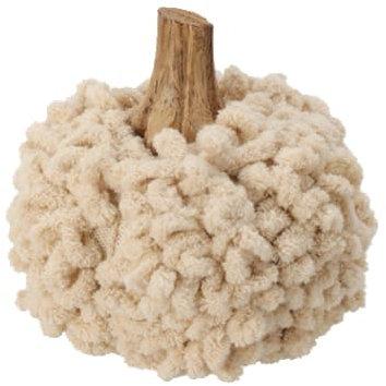 Kürbis Stoff Creme Braun Holz Herbst Deko Tischdeko 9cm Ø, Form:C