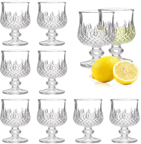 Soopiiso Cordial - Juego de 8 vasos de chupito con tallo, vasos de tequila, vasos de jerez